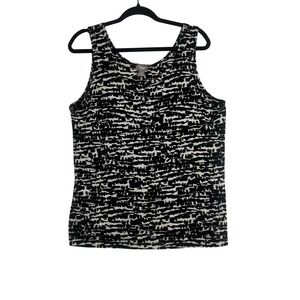 Chico's Travelers Tank Top Women's Black White Abstract Sleeveless Size 3/ XL